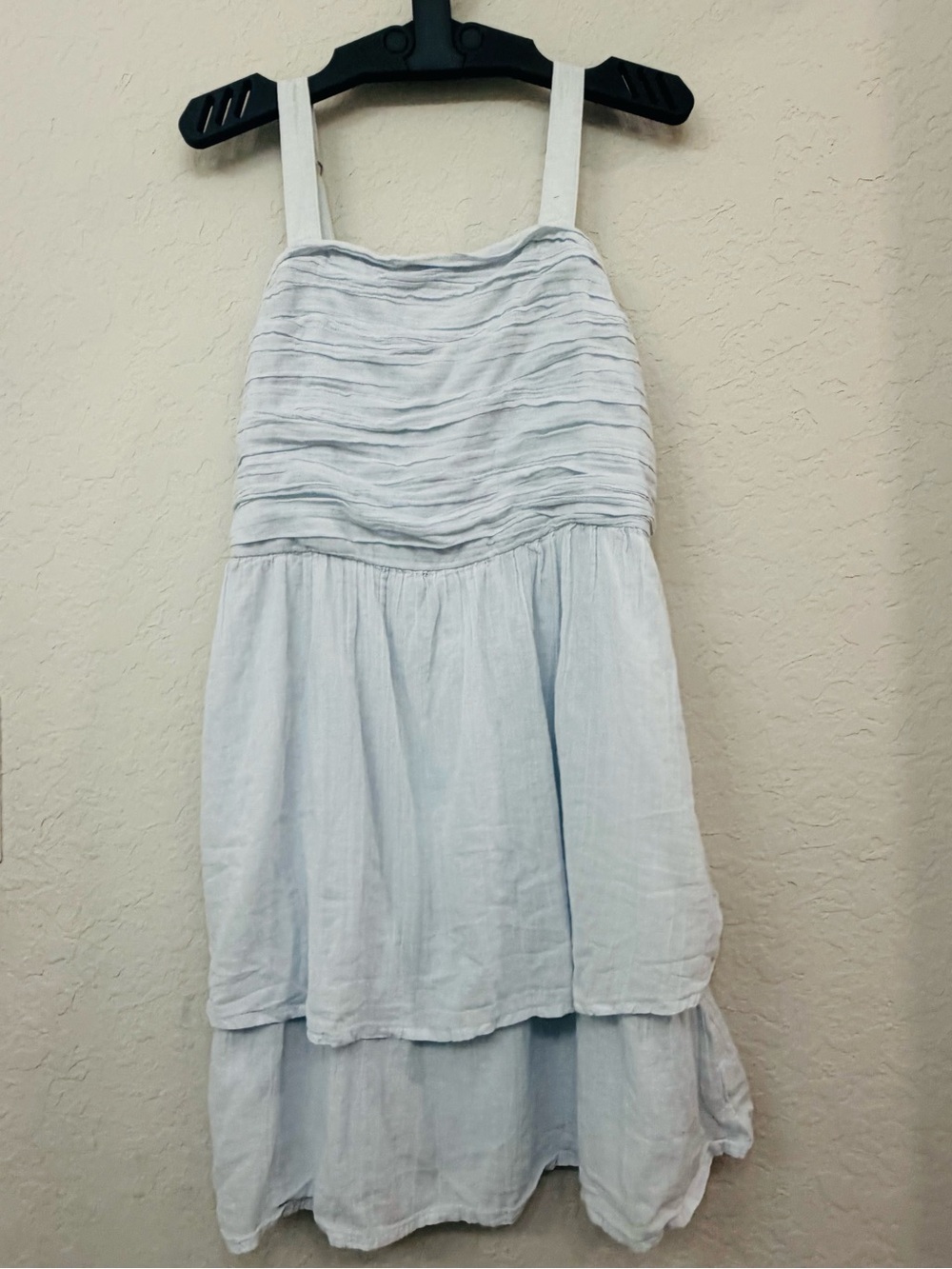 Abercrombie Kids Light Blue Tiered Sundress Size 13/14 Ruched Sleeveless